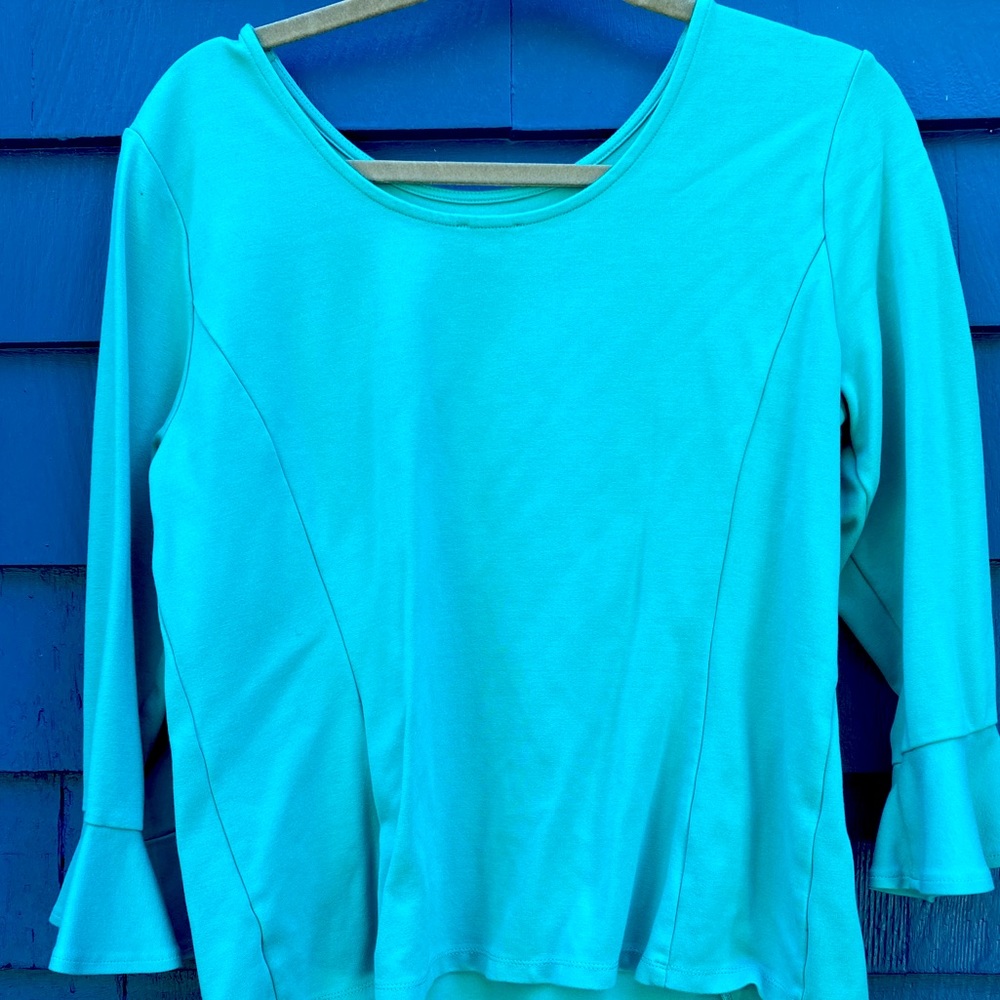 Talbots turquoise bell sleeve top
